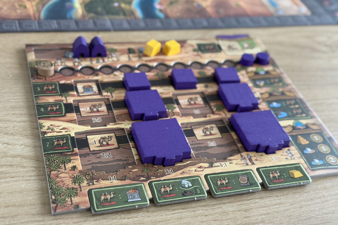 Which pieces you use to build ziggurats determine which actions get more interesting to take.