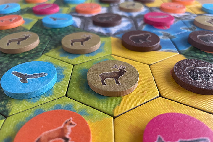 The habitat tiles and animal tokens look great together.