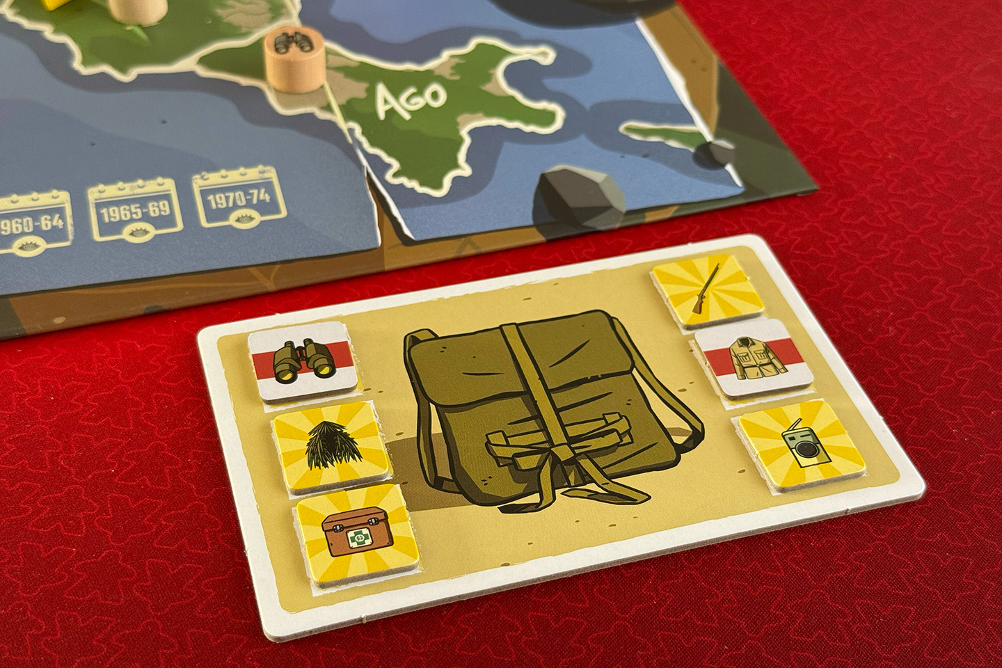 My binoculars are damaged. To fix them I need to take the repair action in the Ago region where the binoculars token is located.